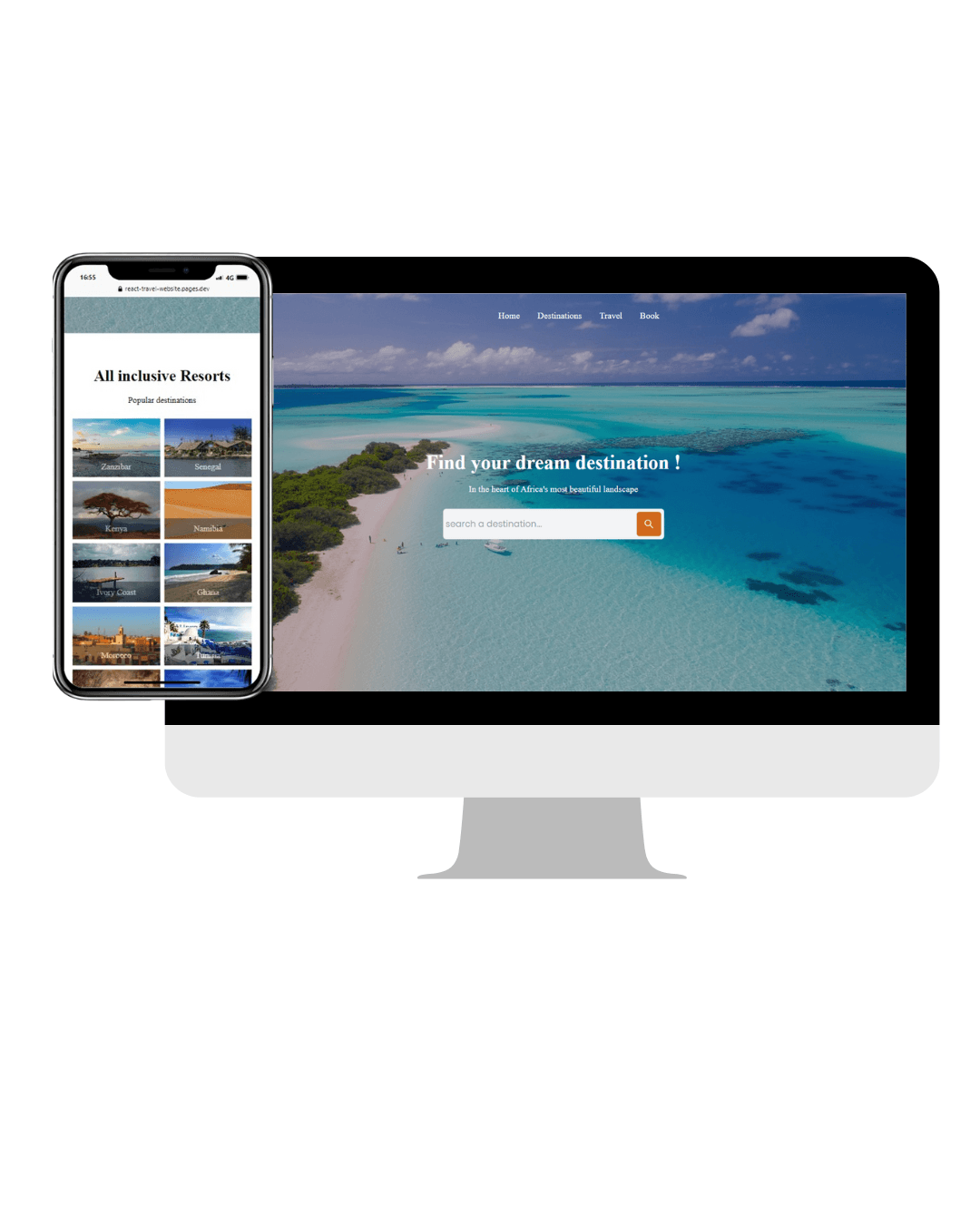 Site web de voyage sur mesure